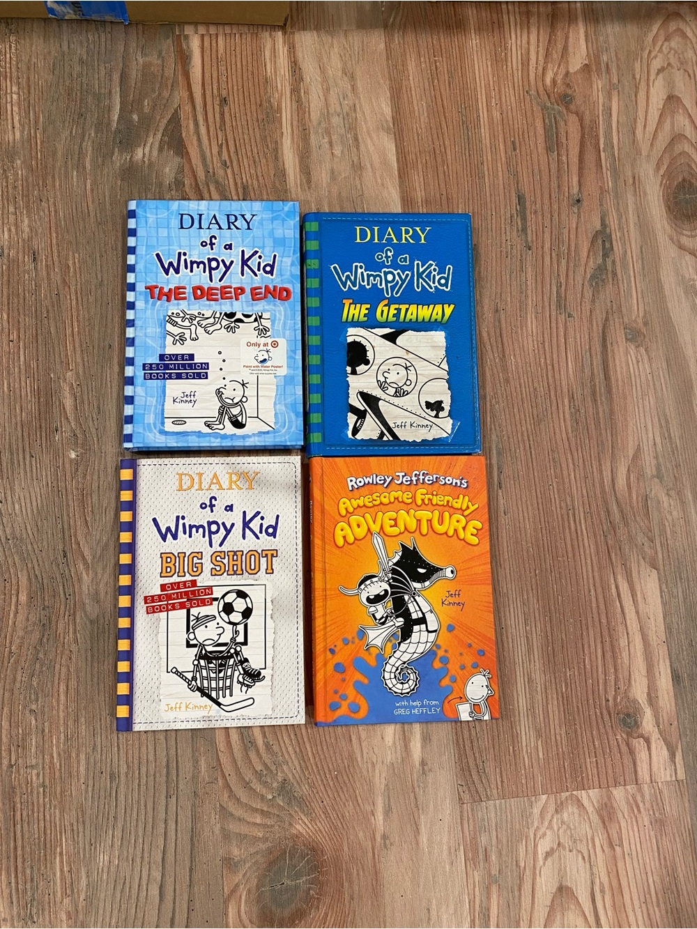4 Hardcover books (3-Diary of a Wimpy Kid/1 Awesome Friendly Adventure)